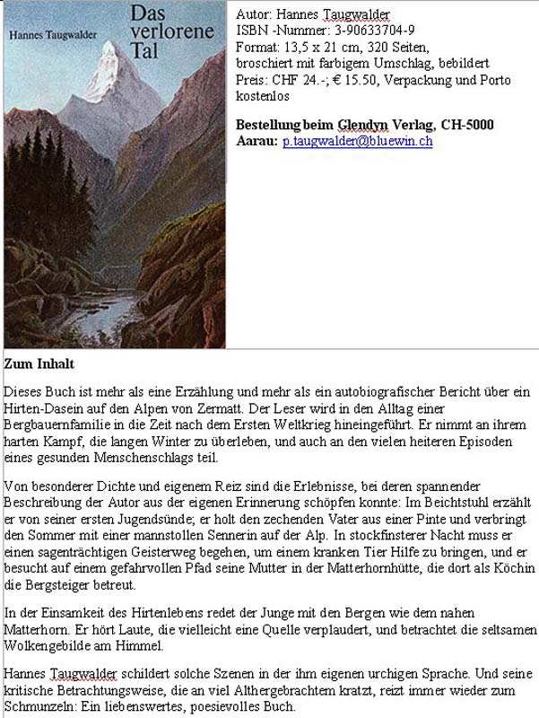46 das verlorne Tal von Hannes Taugwalder